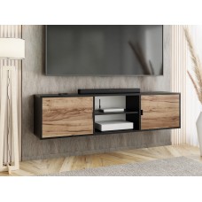 Atvērts TV galdiņš LUNO 3, Melns/Zelts craft/Melns